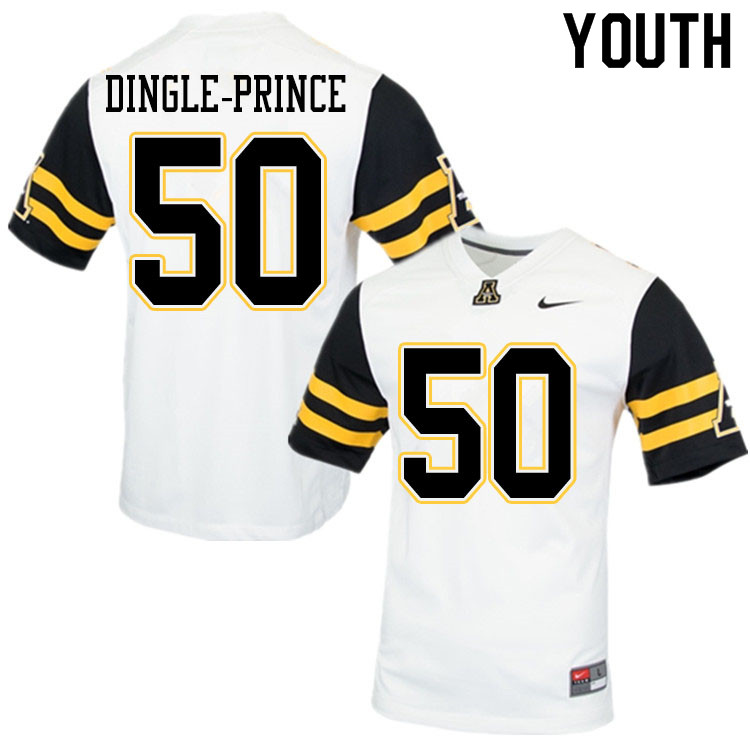 Youth #50 DeAndre Dingle-Prince Appalachian State Mountaineers College Football Jerseys Sale-White